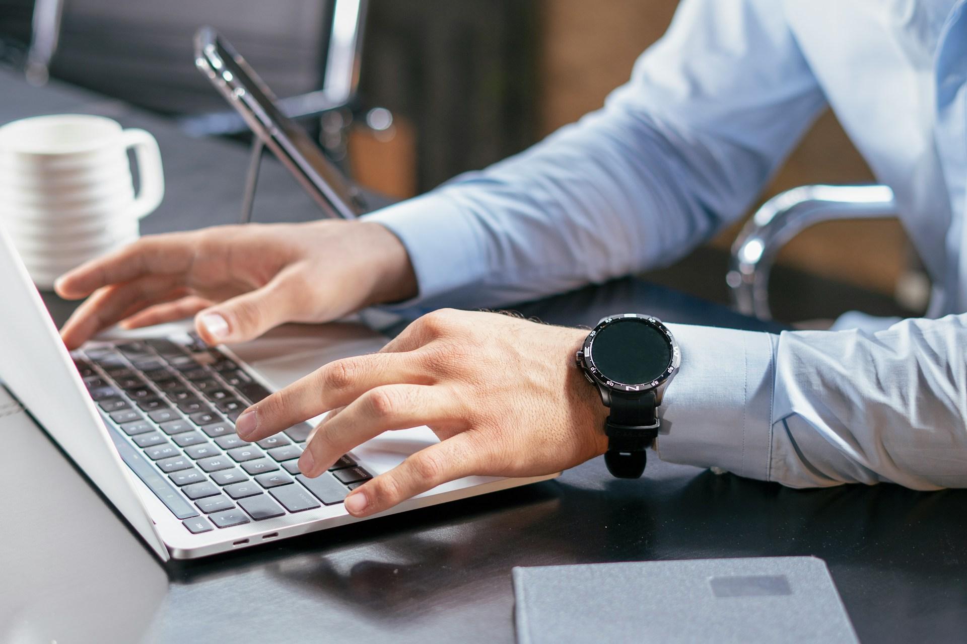 business man working on laptop